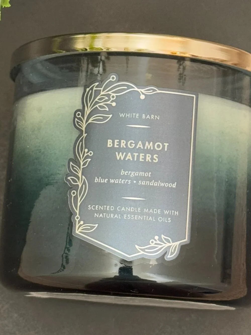 BBW Bergamot Waters White Barn Bath & Body Works 3 Wick Candle - Picture 5 of 10